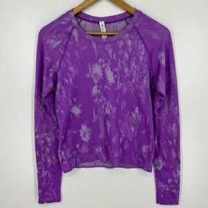 Lululemon Swiftly Tech Long Sleeve Shirt Purple Floral Camo Size 8 Athletic Top